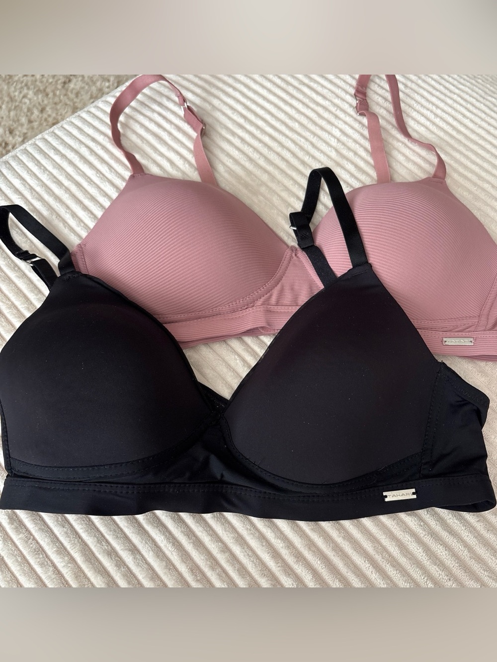 Tahari Black & Dusty Pink Smooth T-Shirt Bra Duo